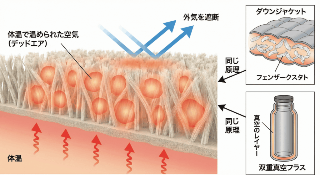 空気の層(デッドエア)が断熱材になる仕組み