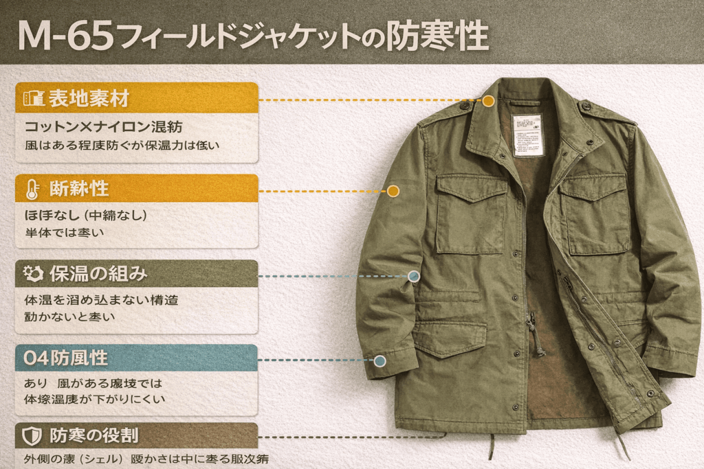 M-65 フィールドジャケットの防寒性