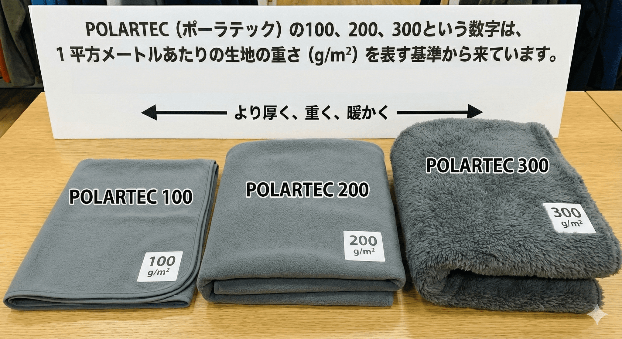 ポーラテック 100 200 300の違い